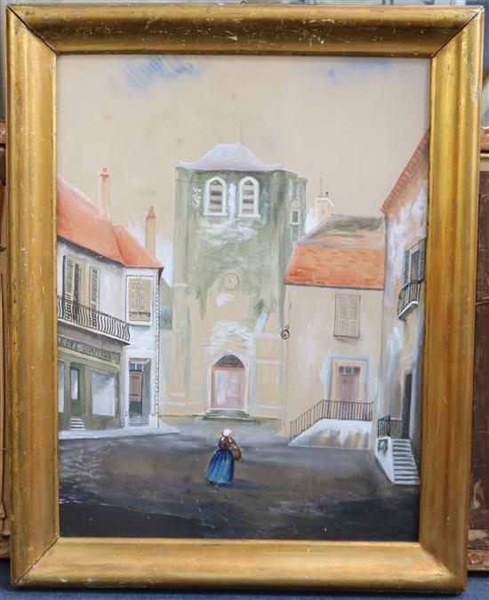 Elie Lascaux (1888-1968) French town scene, 24 x 18in.